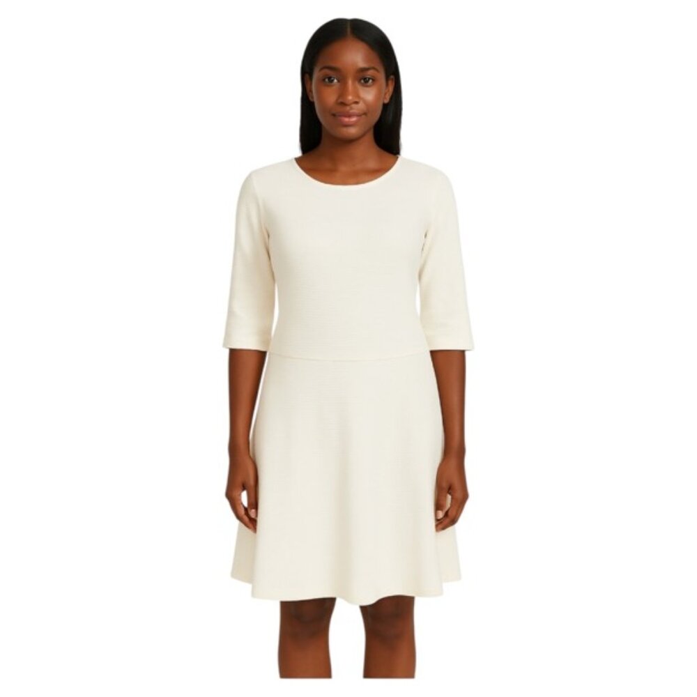 Hugo Orange by Hugo Boss 1/2 Sleeve Scoop Neck Depleat Dress